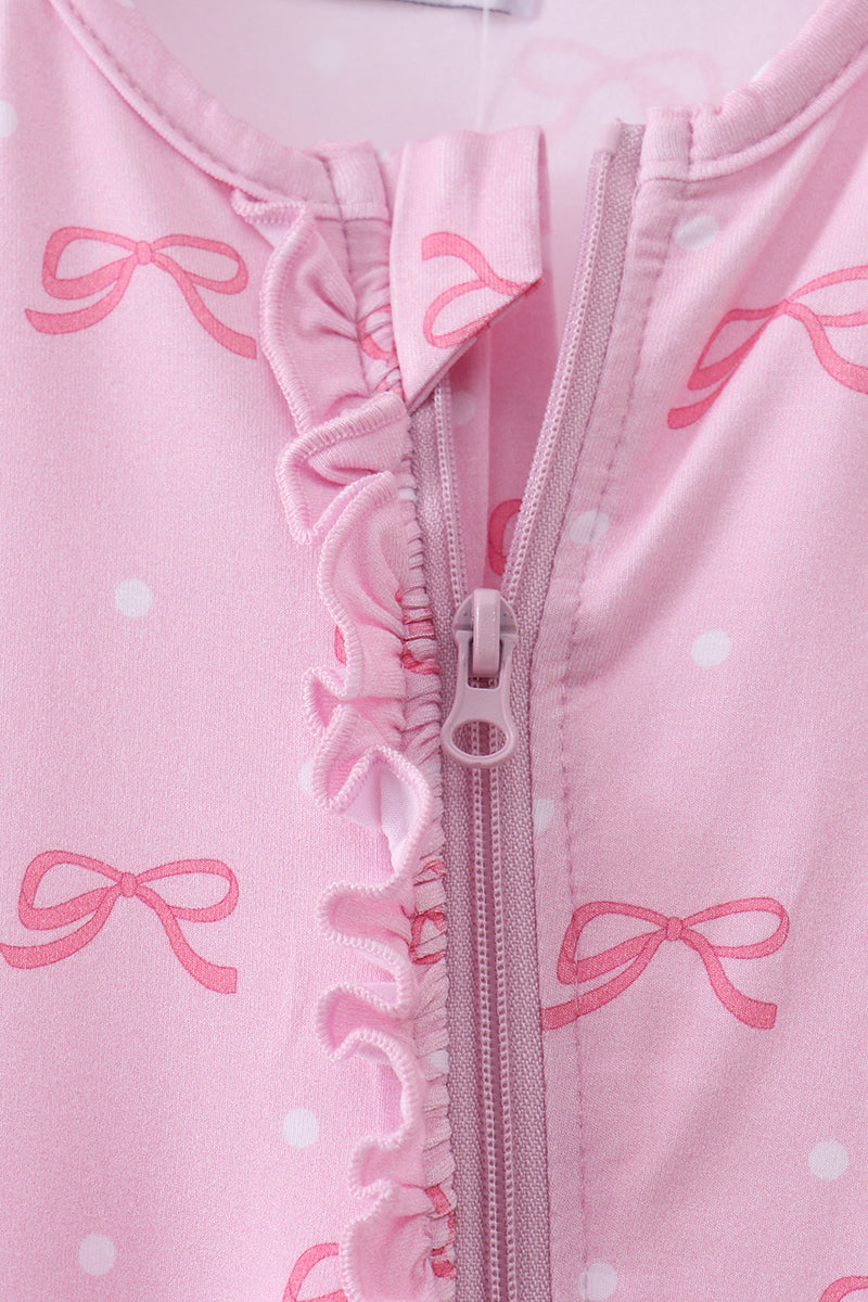 Pink bow print romper - Aaria Tees Aaria Tees