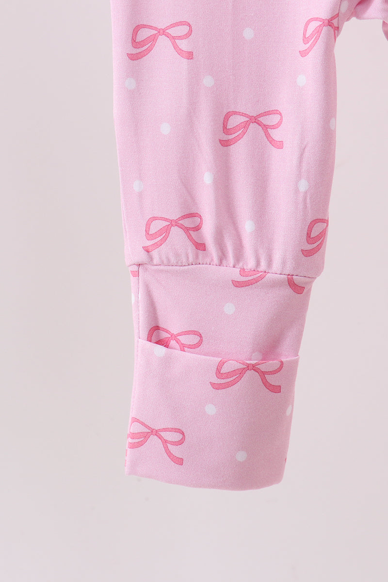 Pink bow print romper - Aaria Tees Aaria Tees