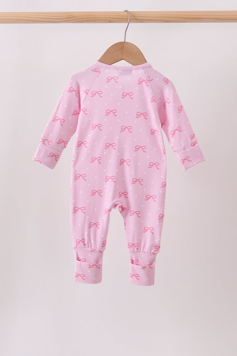 Pink bow print romper - Aaria Tees Aaria Tees