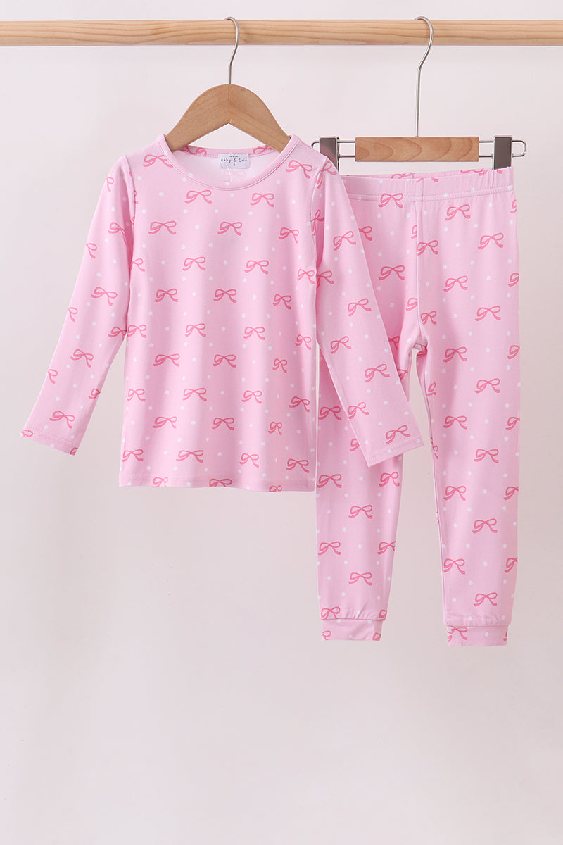 Pink bow print pants set - Aaria Tees Aaria Tees