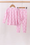 Pink bow print pants set - Aaria Tees Aaria Tees