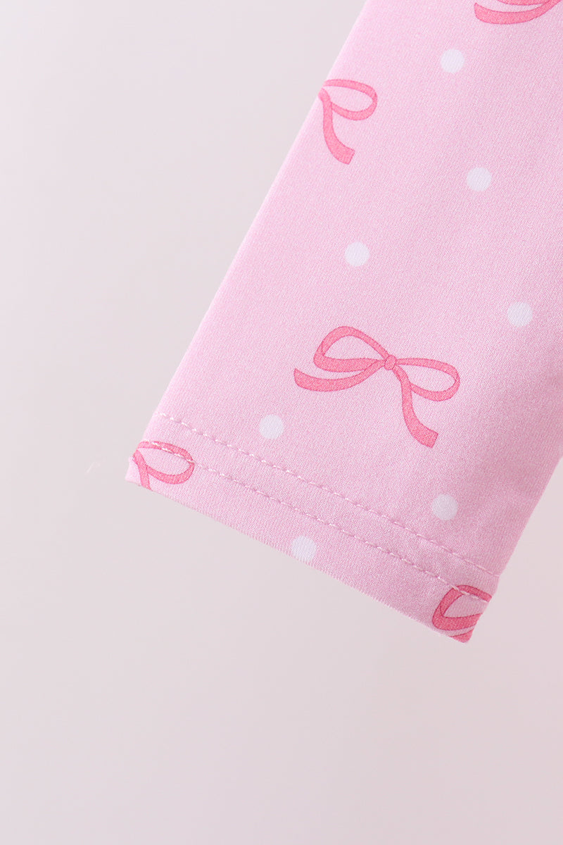 Pink bow print pants set - Aaria Tees Aaria Tees