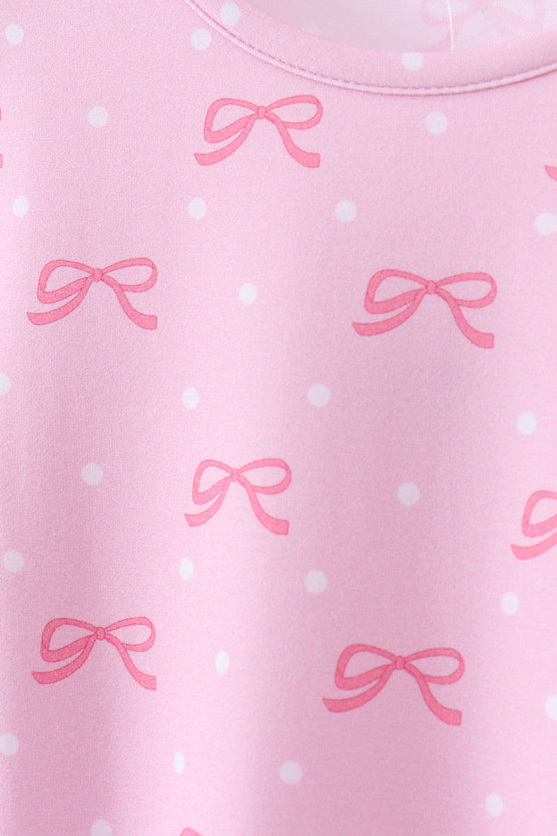 Pink bow print pants set - Aaria Tees Aaria Tees