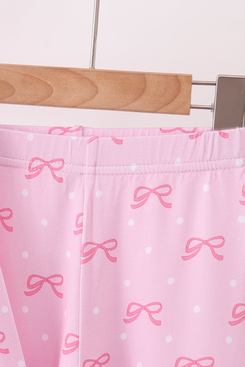 Pink bow print pants set - Aaria Tees Aaria Tees