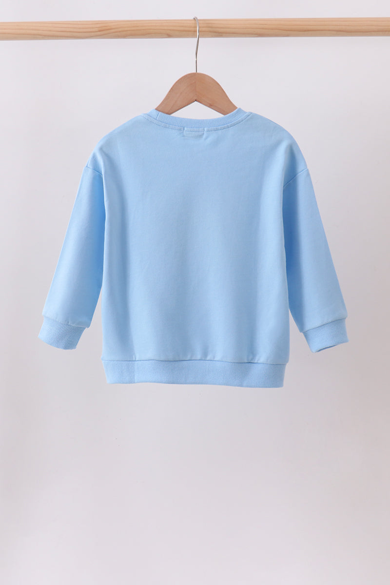 Blue Floral Bow Embroidery Top - Aaria Tees Aaria Tees