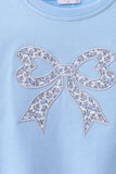 Blue Floral Bow Embroidery Top - Aaria Tees Aaria Tees
