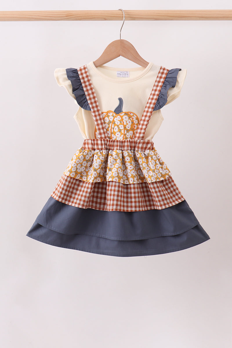 Pumpkin Floral Ruffle 2pc Set - Aaria Tees Aaria Tees