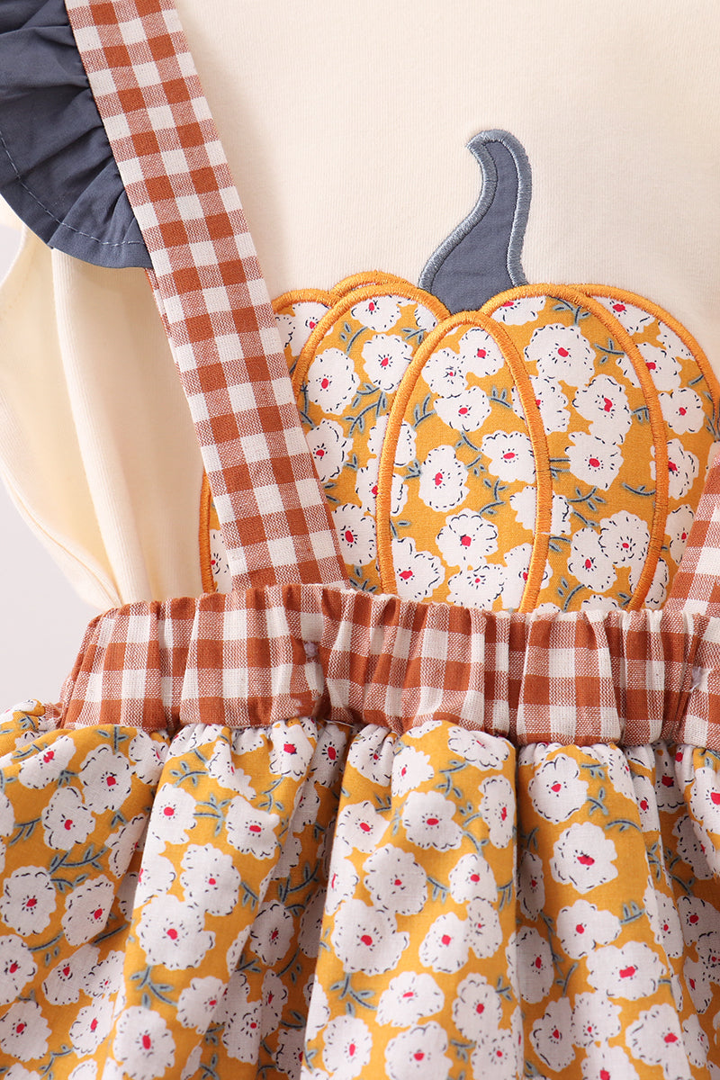 Pumpkin Floral Ruffle 2pc Set - Aaria Tees Aaria Tees