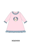 Pink turkey applique ruffle dress Aaria Tees