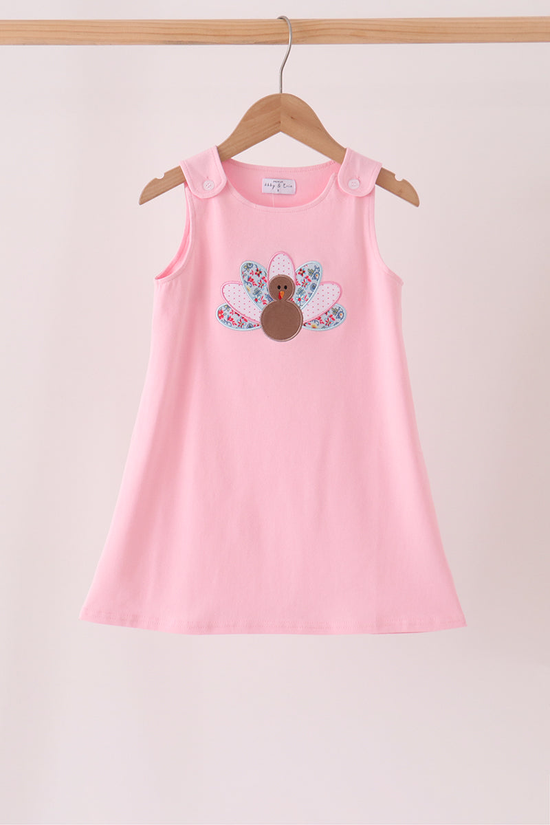 Pink turkey applique dress - Aaria Tees Aaria Tees