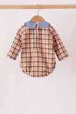 Blue turkey embroidery plaid bubble Aaria Tees