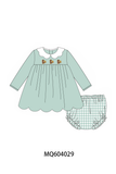 Green turkey embroidery scalloped bloomer set Aaria Tees