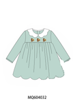 Green turkey embroidery scalloped dress Aaria Tees
