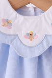 Blue turkey embroidery checkered ruffle bubble Aaria Tees
