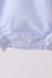 Blue turkey embroidery checkered ruffle bubble Aaria Tees