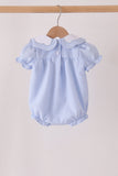 Blue turkey embroidery checkered ruffle bubble Aaria Tees