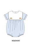 Blue turkey embroidery checkered bubble Aaria Tees