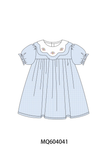 Blue turkey embroidery checkered dress Aaria Tees