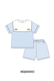 Blue turkey embroidery shorts set Aaria Tees