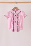 Pink turkey embroidery ruffle gingham bubble Aaria Tees