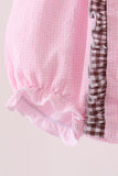 Pink turkey embroidery ruffle gingham bubble Aaria Tees