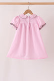 Pink turkey embroidery ruffle gingham dress Aaria Tees
