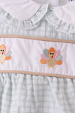 Green plaid turkey embroidery ruffle bubble Aaria Tees