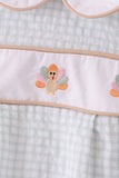 Green plaid turkey embroidery bubble Aaria Tees