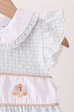 Green plaid turkey embroidery ruffle dress Aaria Tees