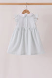 Green plaid turkey embroidery ruffle dress Aaria Tees