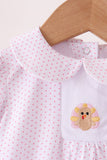 Pink dot turkey embroidery ruffle bubble Aaria Tees
