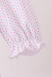Pink dot turkey embroidery ruffle bubble Aaria Tees