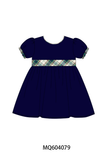 Navy plaid bow dress Aaria Tees