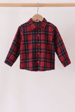 Red plaid button down shirt Aaria Tees
