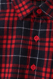 Red plaid button down shirt Aaria Tees