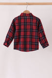 Red plaid button down shirt Aaria Tees