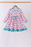 Pink santa holly ruffle dress - Aaria Tees Aaria Tees