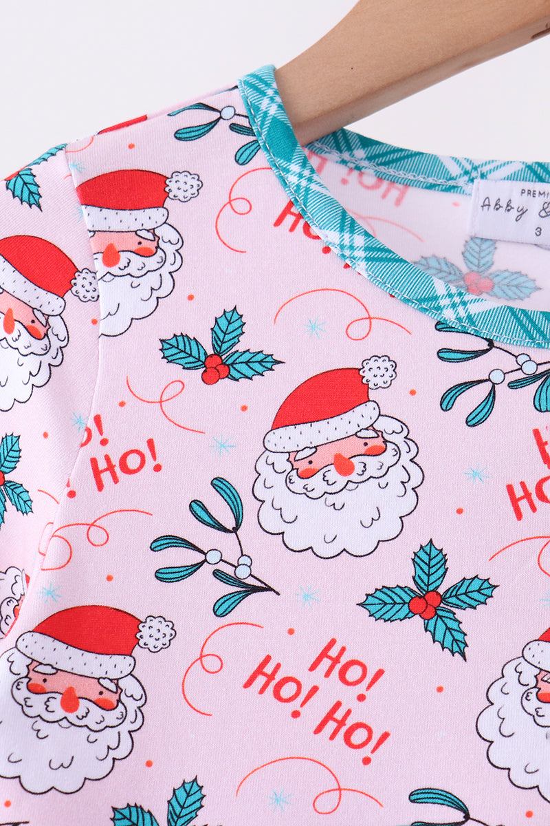 Pink santa holly ruffle dress - Aaria Tees Aaria Tees
