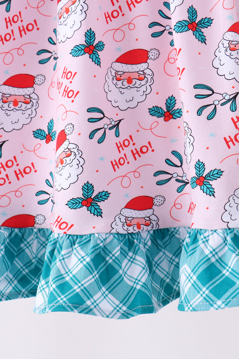 Pink santa holly ruffle dress - Aaria Tees Aaria Tees