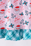 Pink santa holly ruffle dress - Aaria Tees Aaria Tees