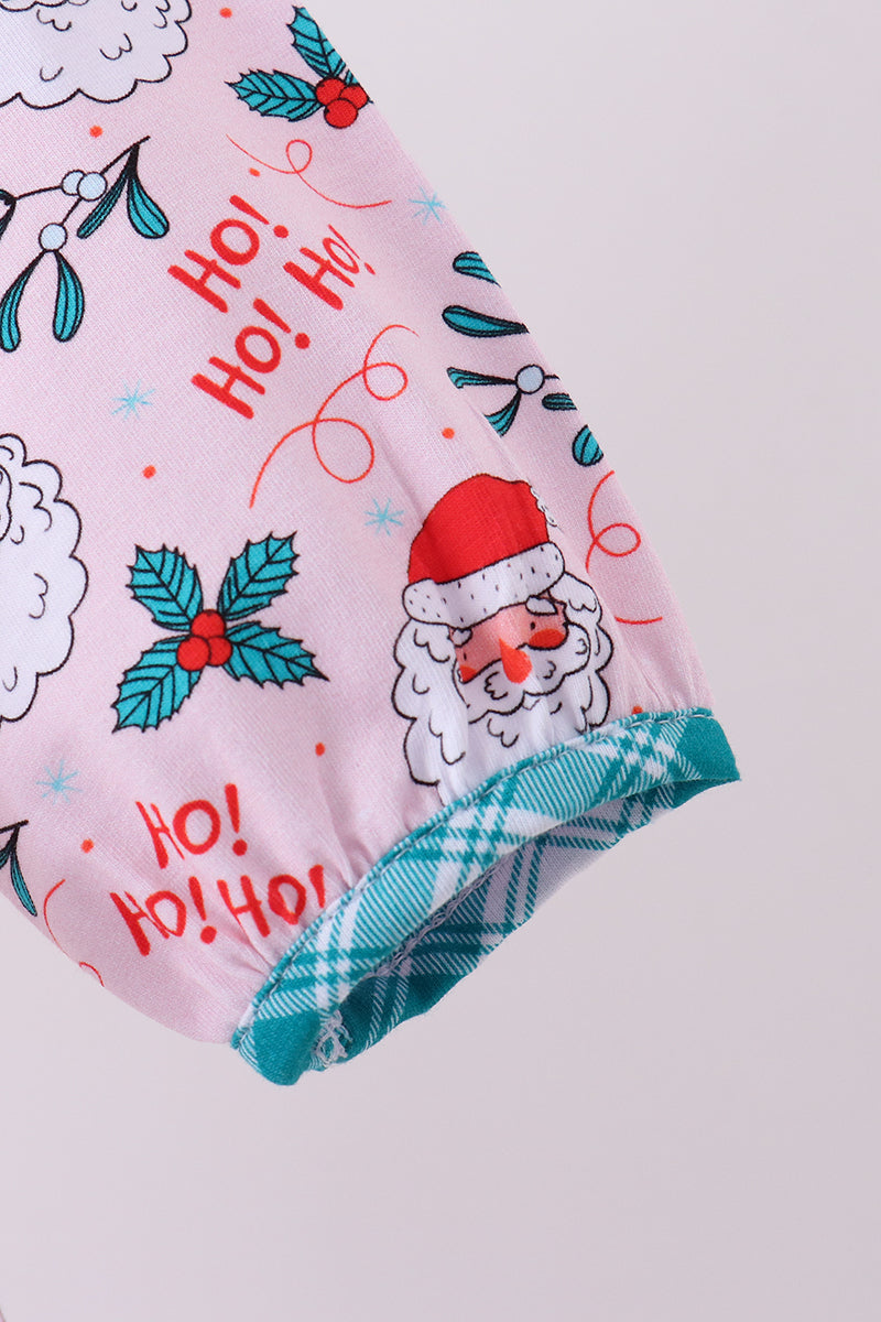 Pink santa holly ruffle dress - Aaria Tees Aaria Tees