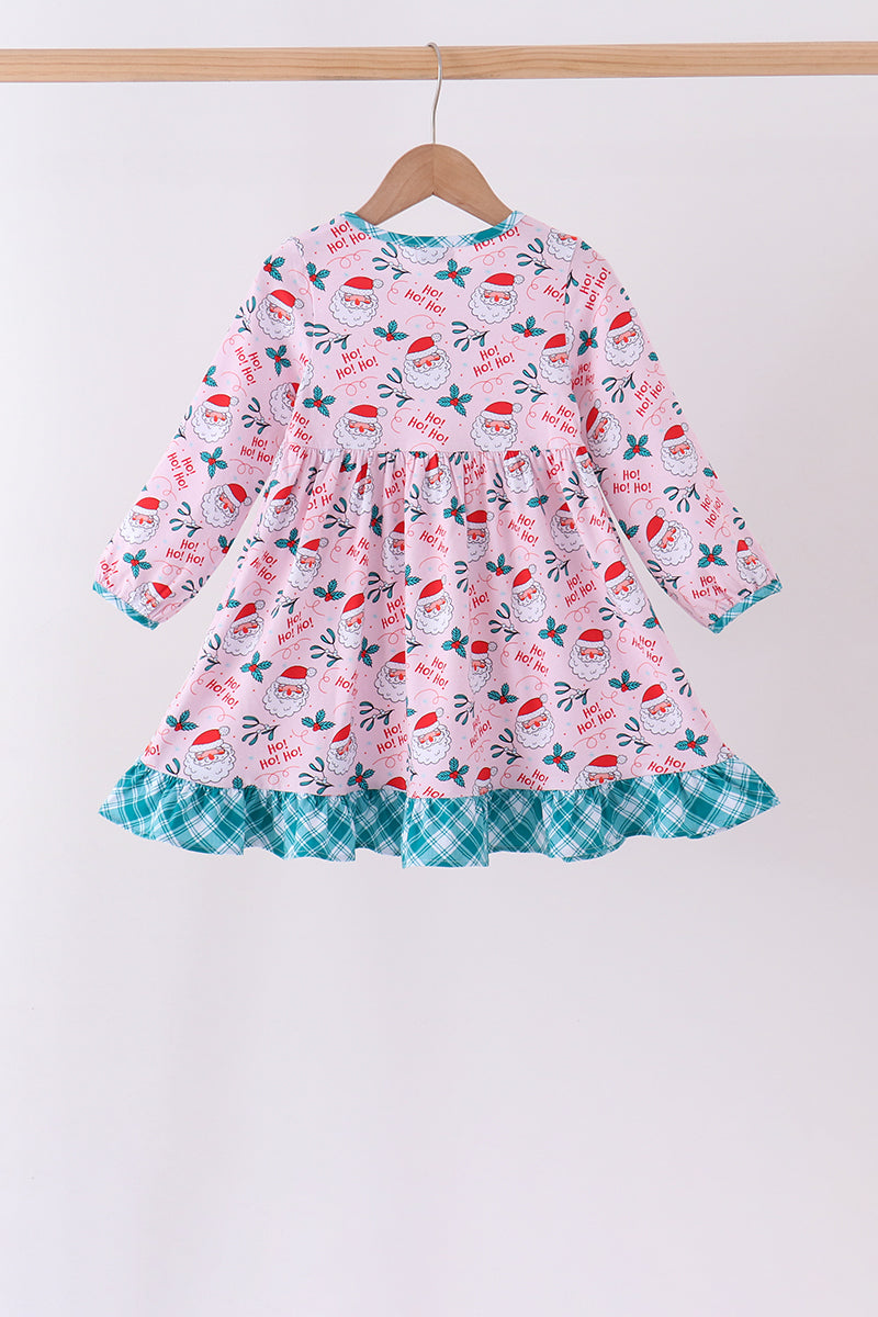 Pink santa holly ruffle dress - Aaria Tees Aaria Tees