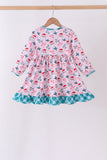 Pink santa holly ruffle dress - Aaria Tees Aaria Tees