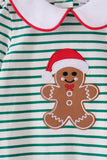 Green stripe gingerbread embroidery ruffle romper - Aaria Tees Aaria Tees