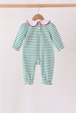 Green stripe gingerbread embroidery ruffle romper - Aaria Tees Aaria Tees