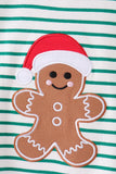 Green stripe gingerbread embroidery pants set - Aaria Tees Aaria Tees
