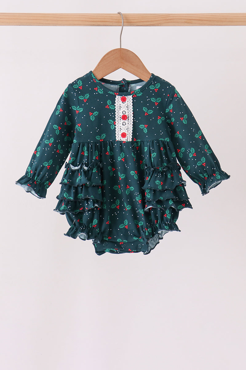Forest holly lace ruffle bubble - Aaria Tees
