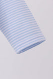 Blue christmas tree gingerbread embroidery stripe romper - Aaria Tees Aaria Tees