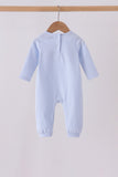 Blue christmas tree gingerbread embroidery stripe romper - Aaria Tees Aaria Tees