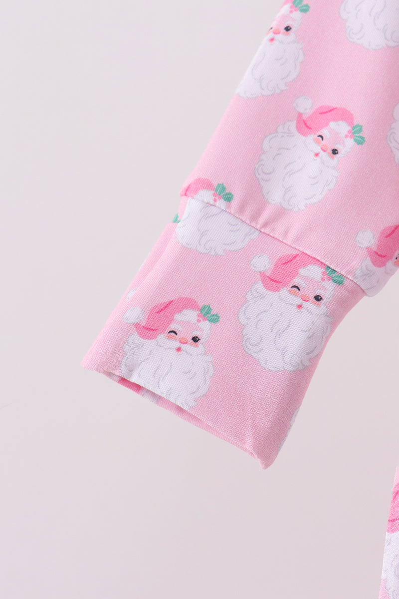 Pink christmas santa claus bamboo romper - Aaria Tees Aaria Tees